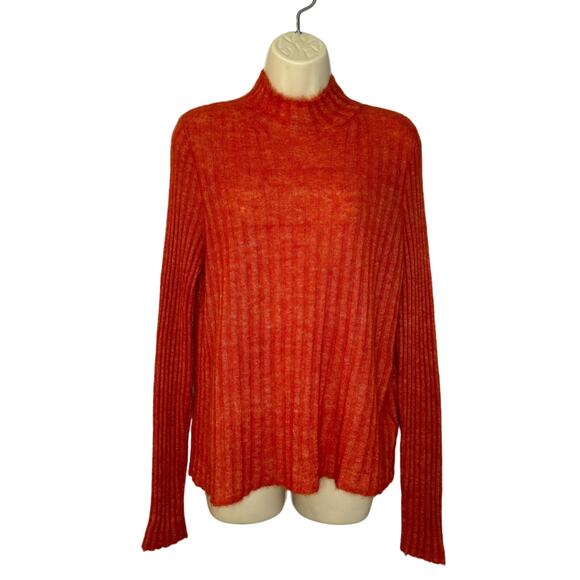 Madewell Alpaca-Blend Mockneck Sweater Wild Poppy Red Orange supersoft XXL - Picture 2 of 11